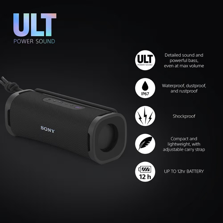 Sony ULT Field 1 bærbar Bluetooth-høyttaler, svart