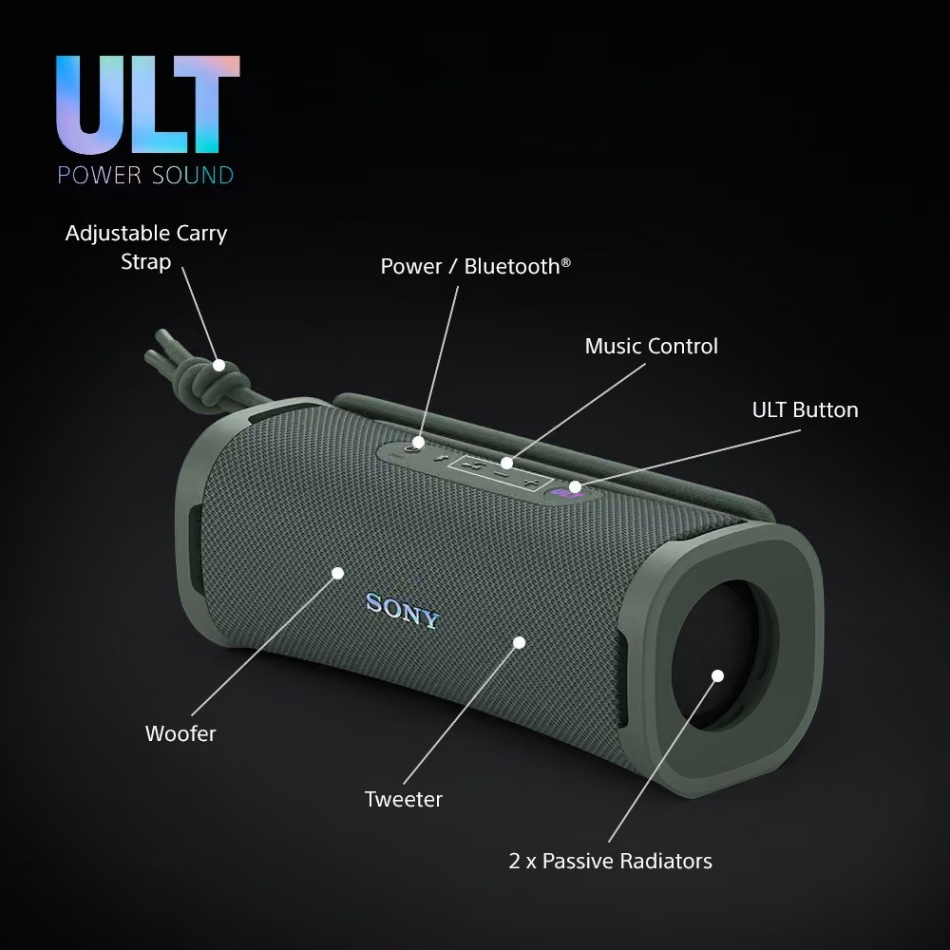 Sony ULT Field 1 bærbar Bluetooth-høyttaler, Forest Grey