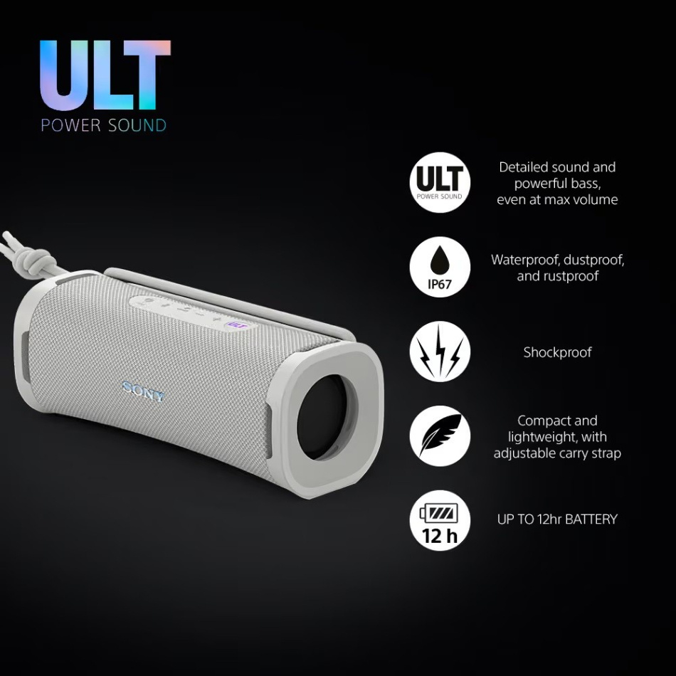 Sony ULT Field 1 bærbar Bluetooth-høyttaler, hvit