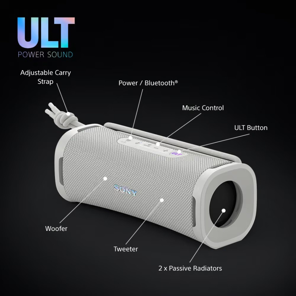 Sony ULT Field 1 bærbar Bluetooth-høyttaler, hvit