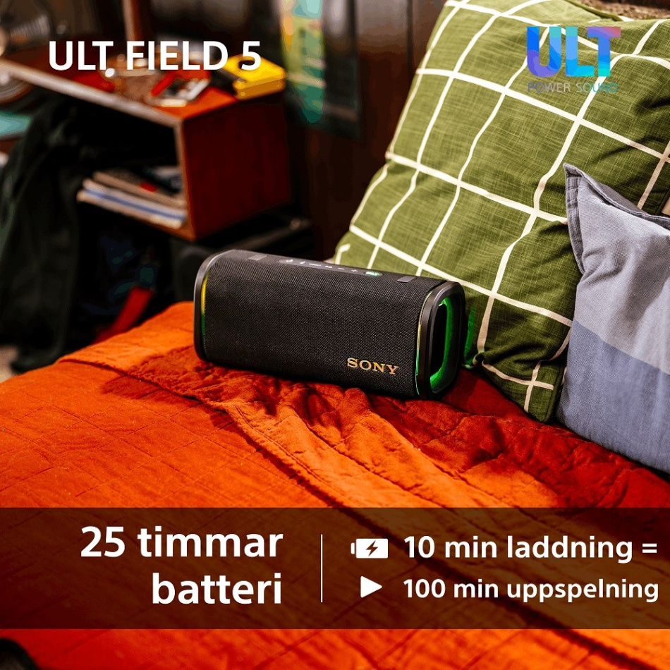 Sony ULT FIELD 5 bærbar Bluetooth-høyttaler, hvit