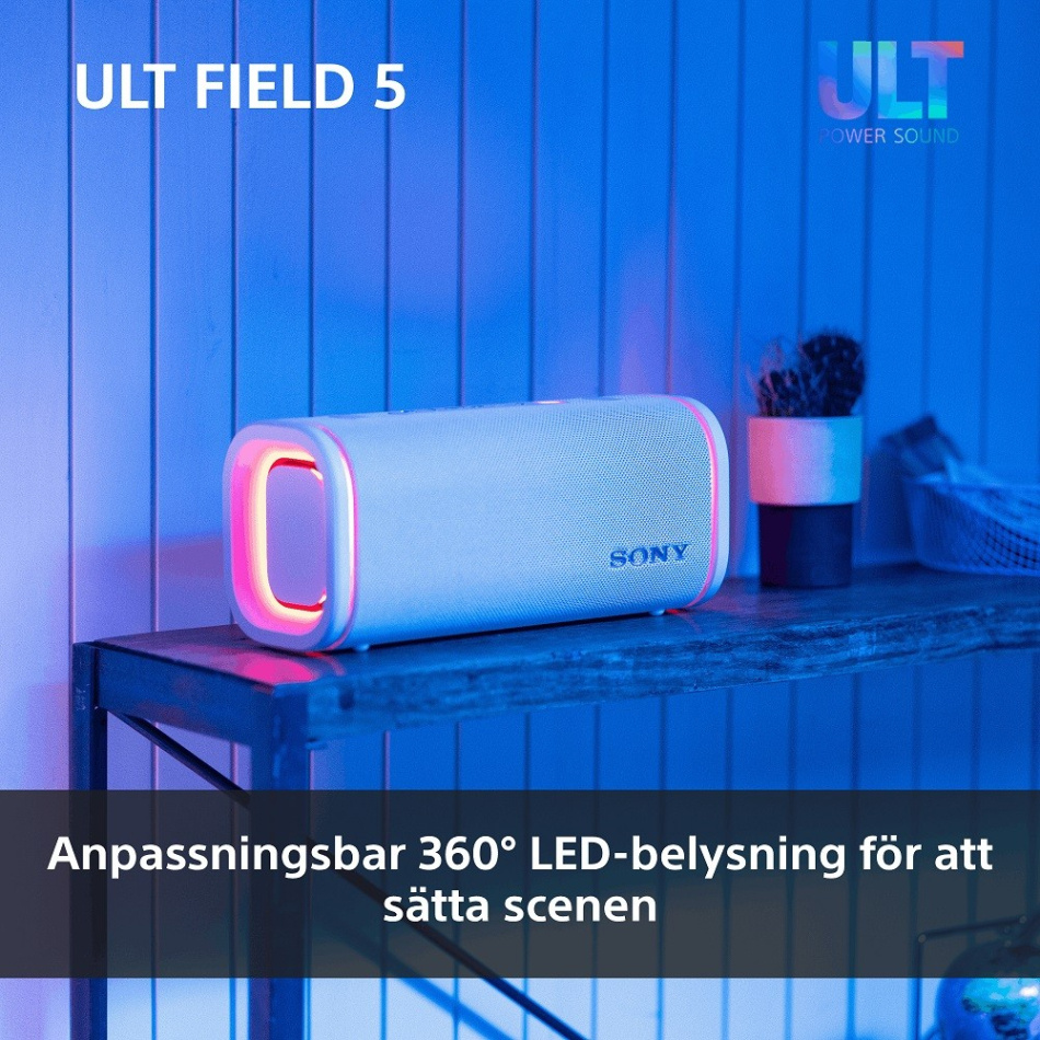 Sony ULT FIELD 5 bærbar Bluetooth-høyttaler, hvit