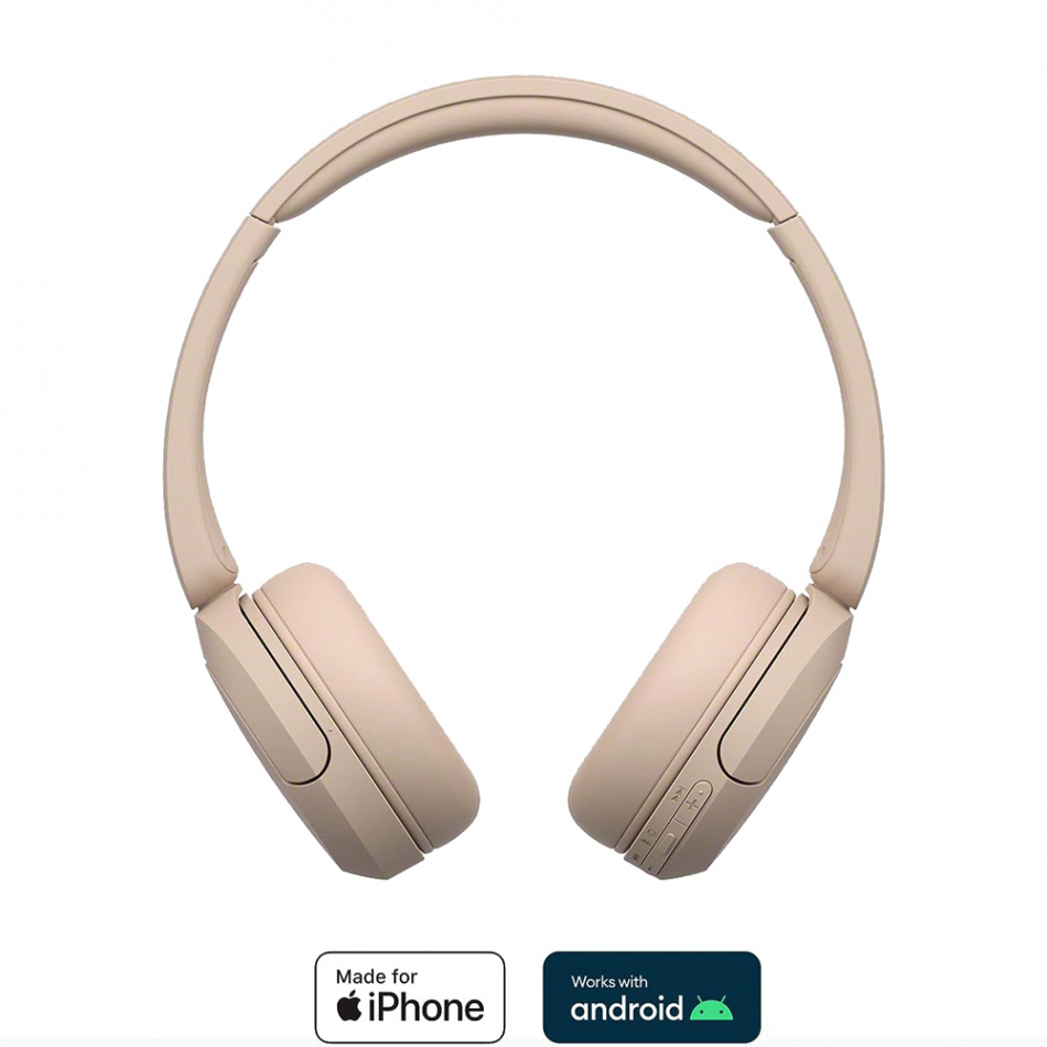 Sony WH-CH520 trådløse on-ear hodetelefoner med Bluetooth, beige