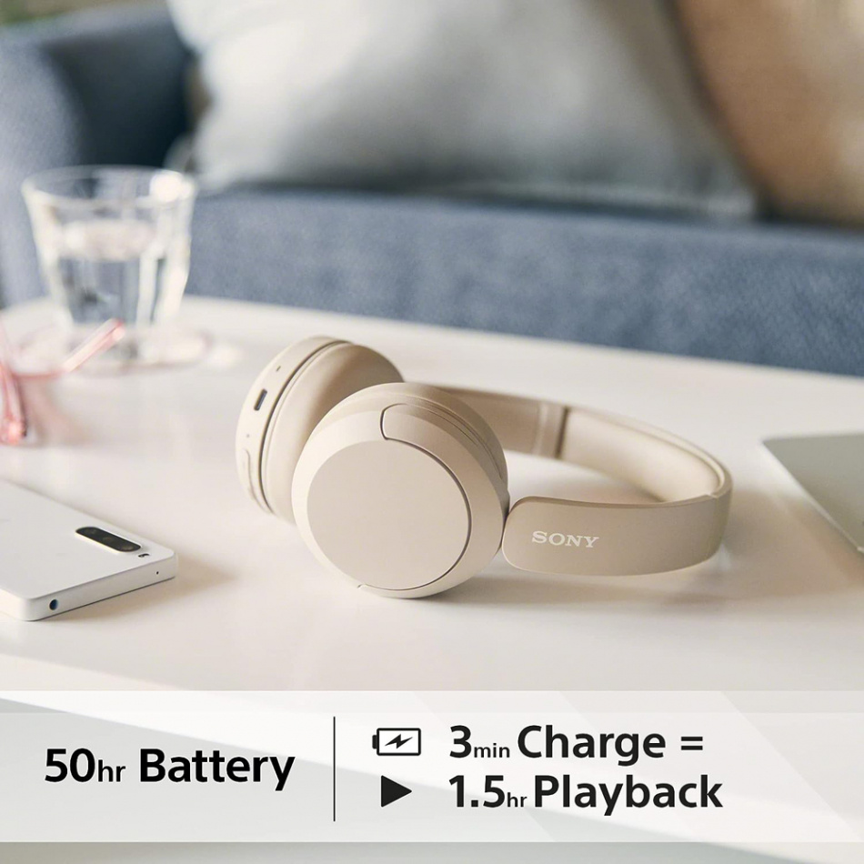 Sony WH-CH520 trådløse on-ear hodetelefoner med Bluetooth, beige