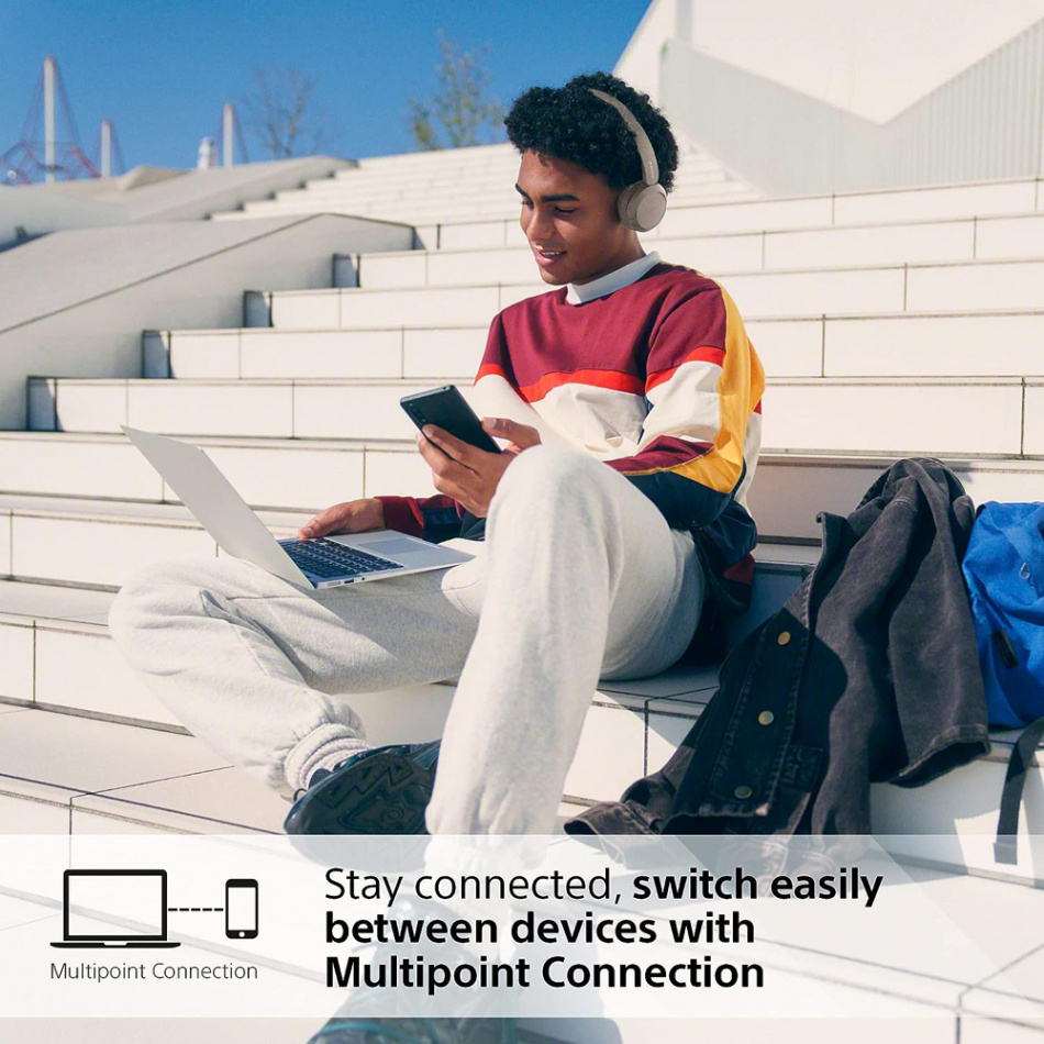Sony WH-CH520 trådløse on-ear hodetelefoner med Bluetooth, beige