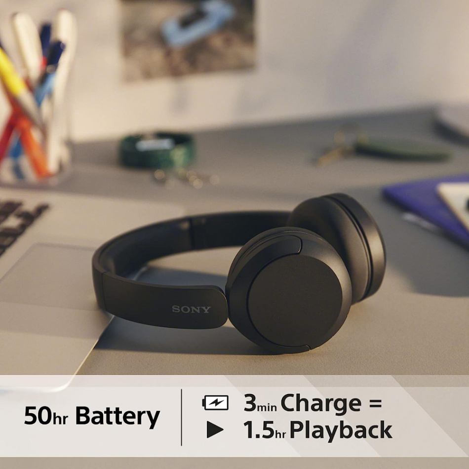 Sony WH-CH520 trådløse on-ear hodetelefoner med Bluetooth, svart