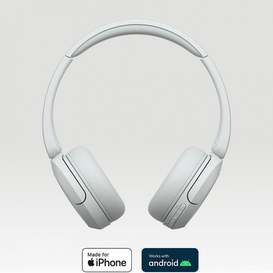 Sony WH-CH520 trådløse on-ear hodetelefoner med Bluetooth, hvit