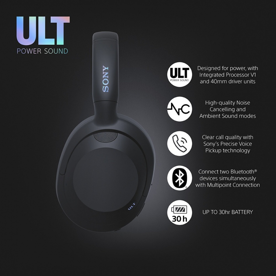 Sony ULT Wear WH-ULT900N over-ear hodetelefon med støyreduksjon, svart