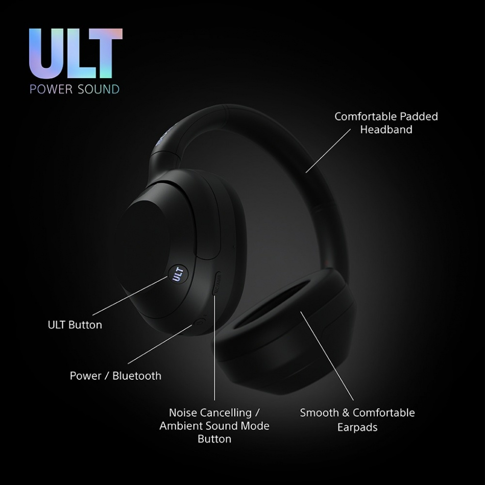 Sony ULT Wear WH-ULT900N over-ear hodetelefon med støyreduksjon, svart