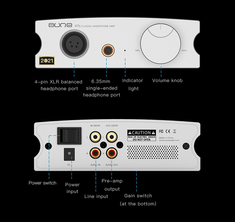 Aune X7S PRO hodetelefonforsterker, sølv
