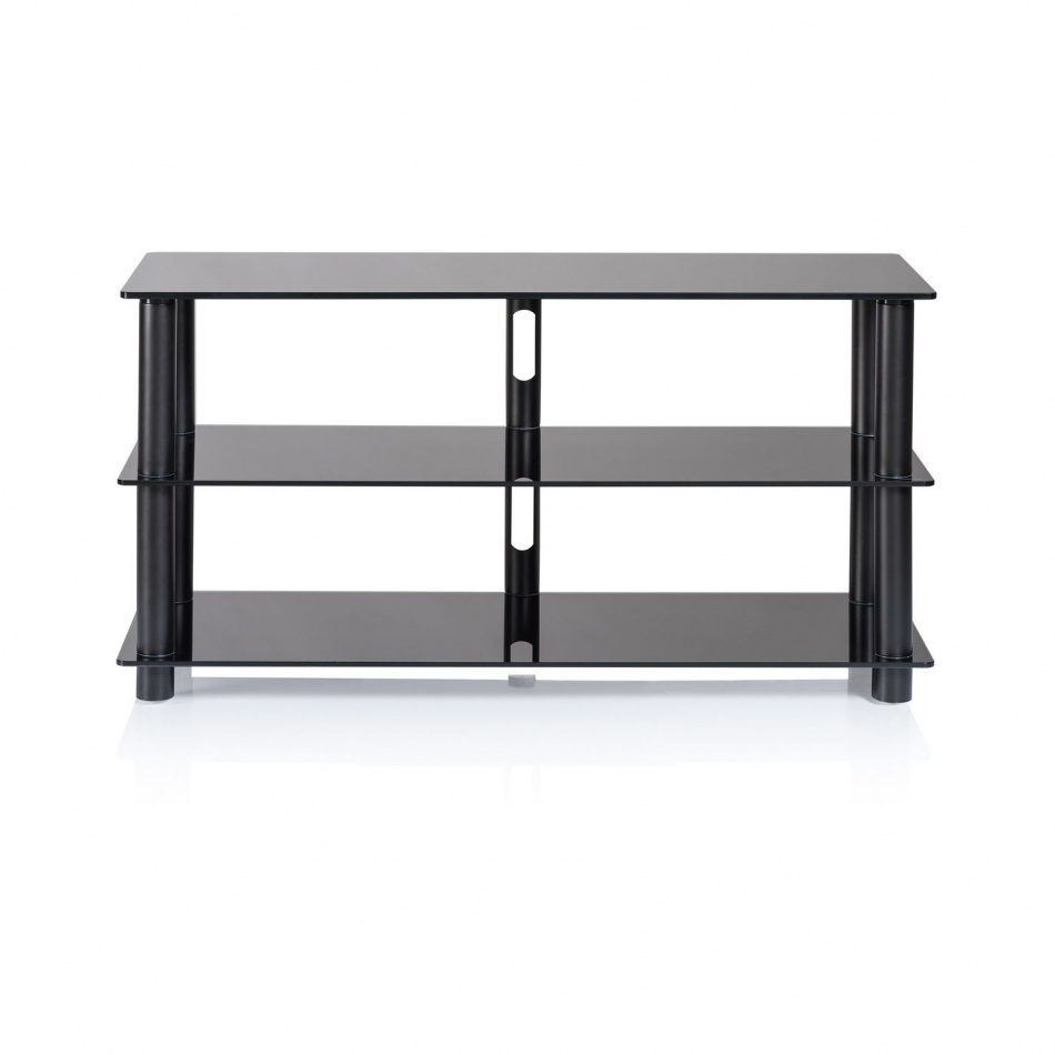 Norstone Epur 3, TV-mediabenk med svart ramme og svart glass