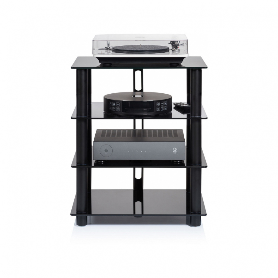 Norstone Epur 4, Hifi-rack med svart ramme og svart glass