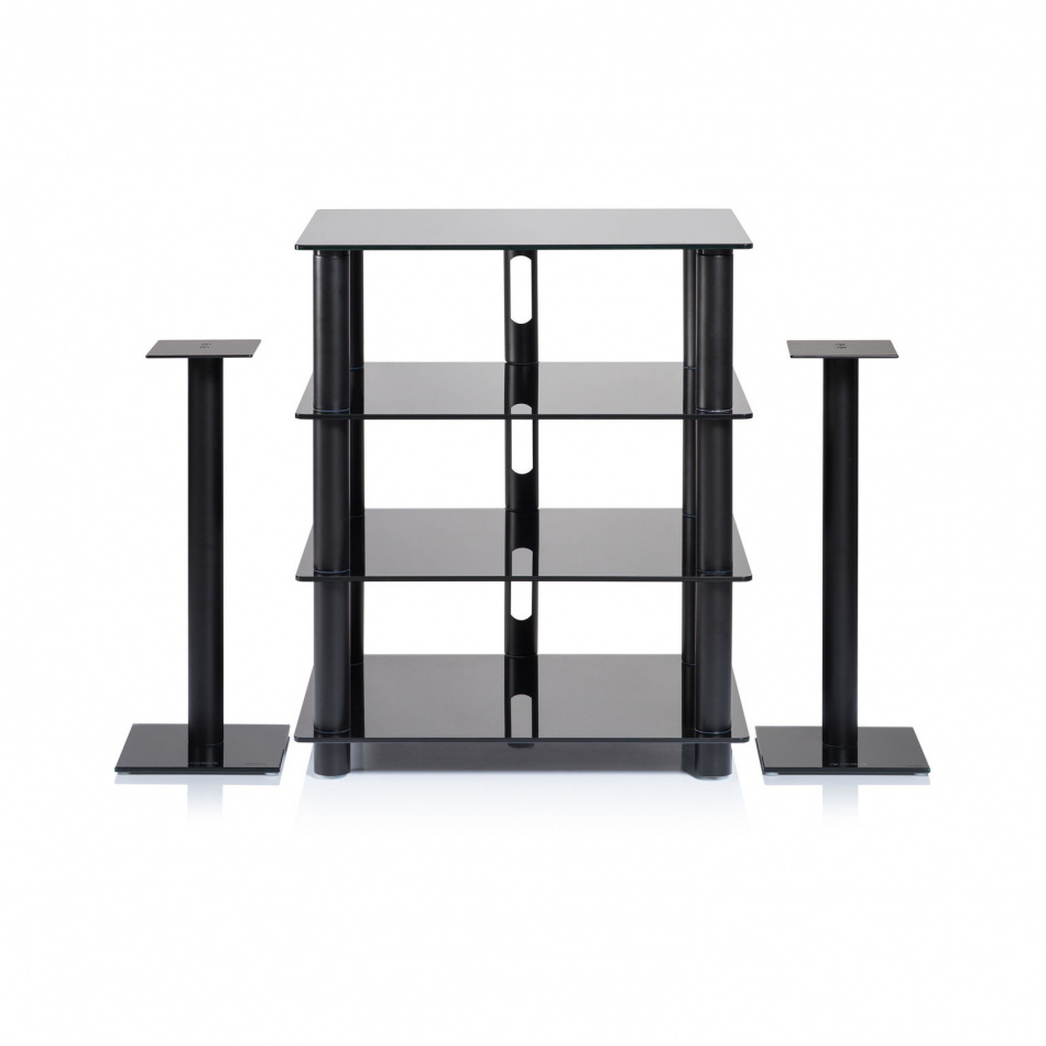 Norstone Epur 4, Hifi-rack med svart ramme og svart glass