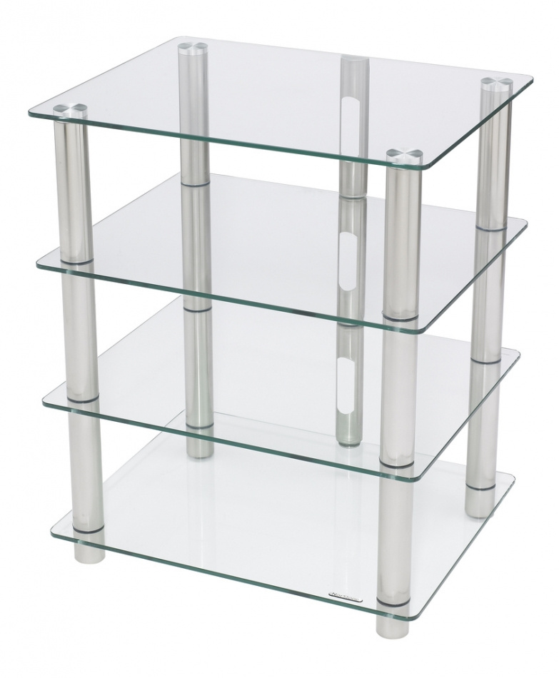 Norstone Epur 4, Hifi-rack med sølvramme og klart glass