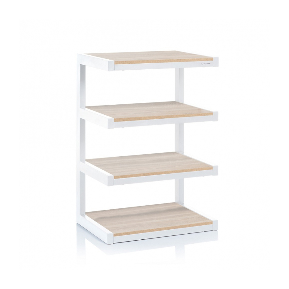Norstone Esse Hifi, hvit ramme med hyller i eik