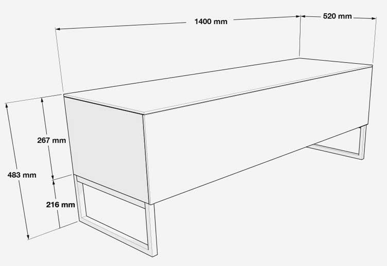 Norstone Khalm 140 mediabenk, pianohvit