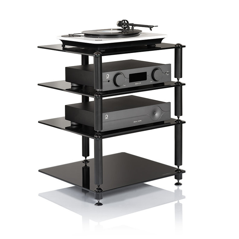 Norstone Bergen 2, Hifi-rack matt svart med svarte hylleplan