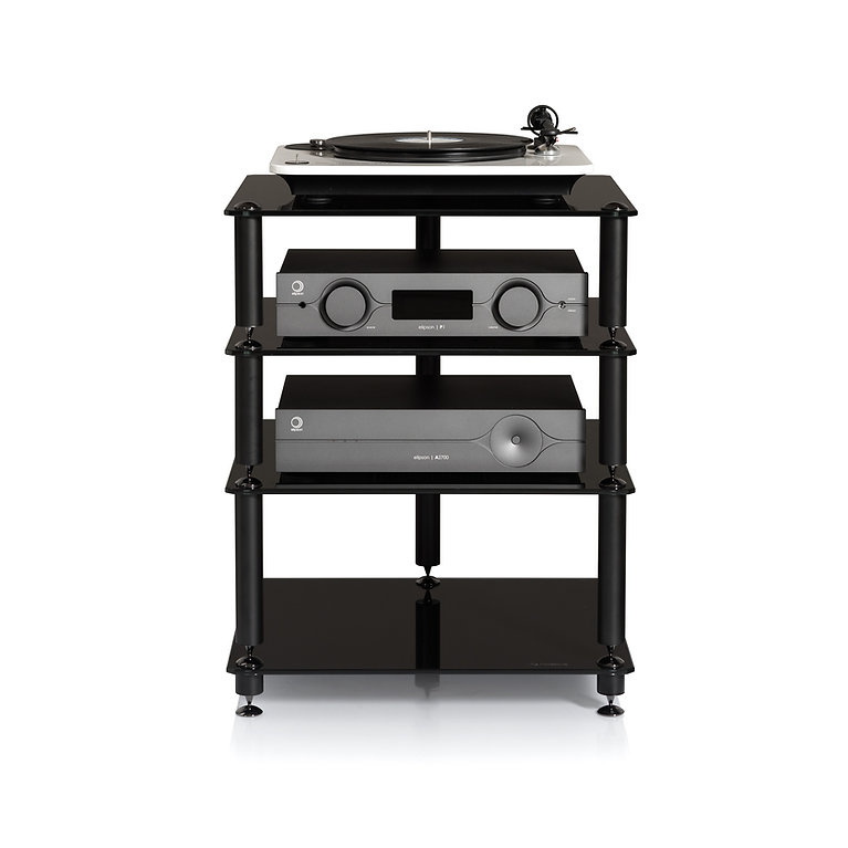 Norstone Bergen 2, Hifi-rack matt svart med svarte hylleplan