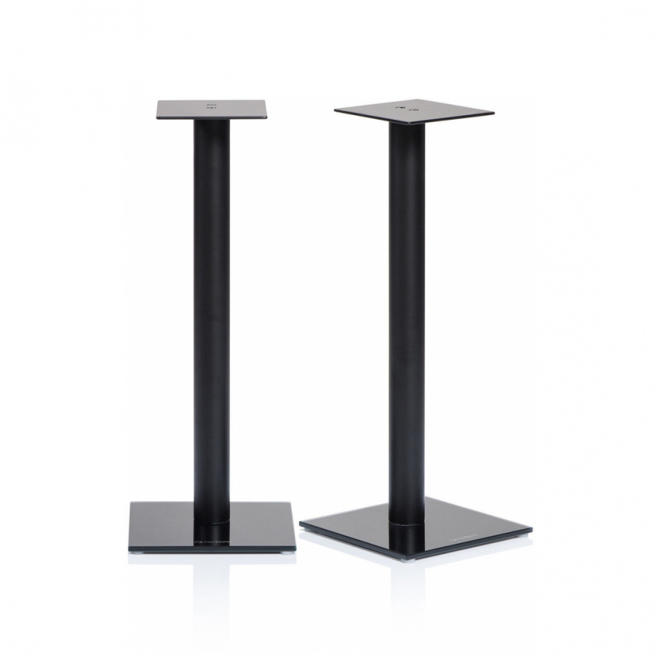 Norstone Epur Stand, svart høyttalerstativ med en glassfot 60 cm høy