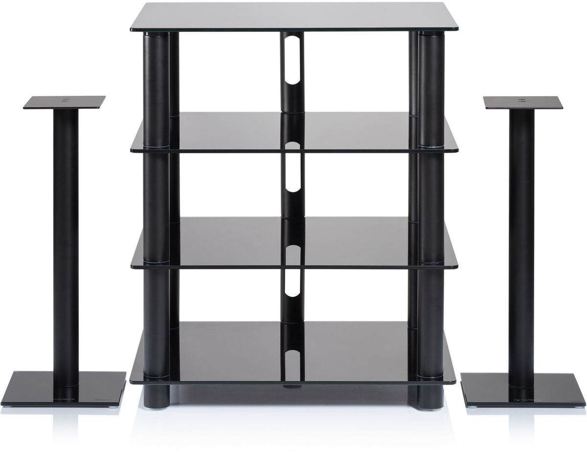 Norstone Epur Stand, svart høyttalerstativ med en glassfot 60 cm høy