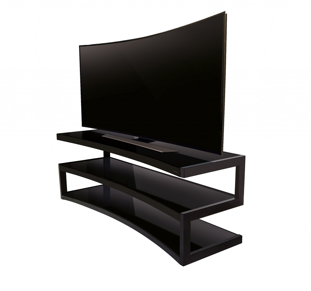 Norstone Esse Curve TV-benk, matt svart ramme med svarte hyller