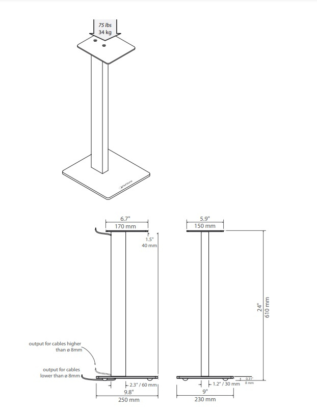 Norstone Esse Stand høyttalerstativ 61 cm, matt svart par med svart fot