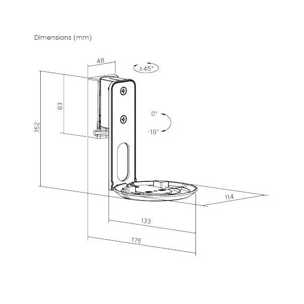Norstone Sonos Era 100 WM tiltbar veggfeste, hvitt stykk