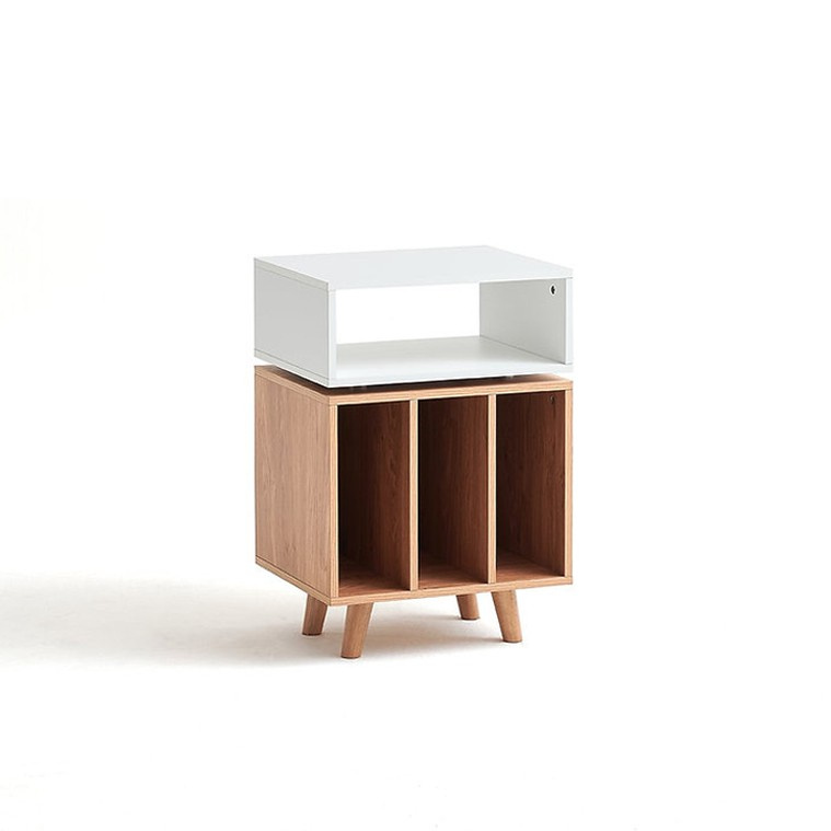 Norstone Stockholm 700 mediebenk med vinyloppbevaring, hvit/eik