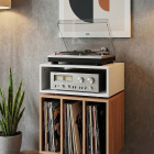 Norstone Stockholm 700 mediebenk med vinyloppbevaring, hvit/eik Norstone Stockholm 700 mediebenk med vinyloppbevaring, hvit/eik