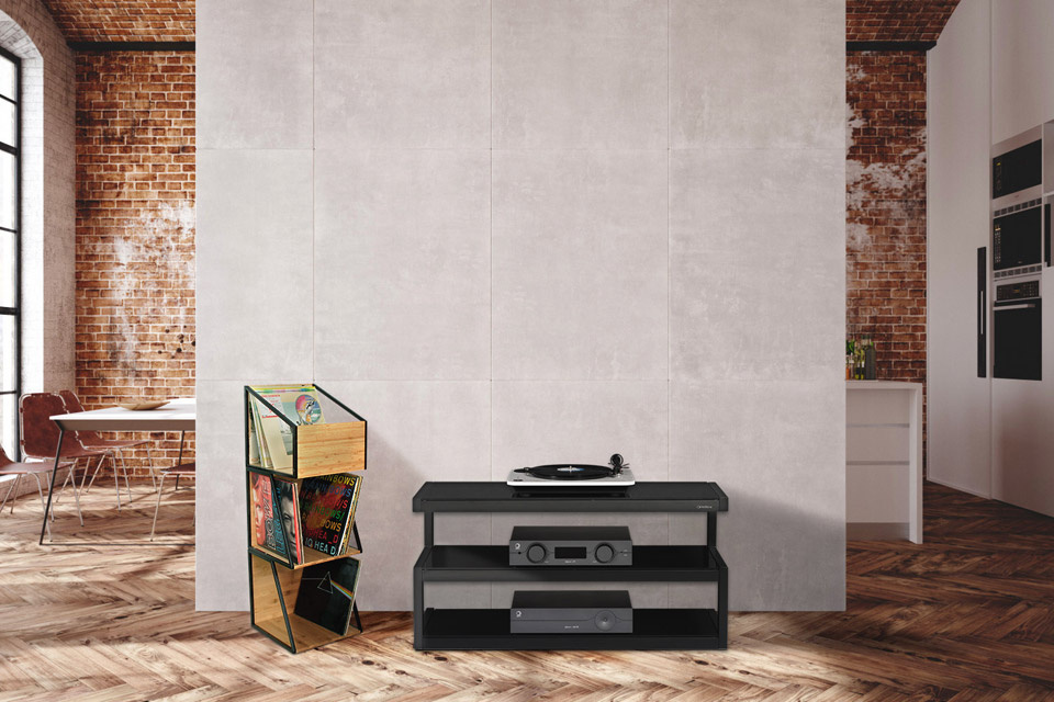 NorStone Vinyl LP Case, oppbevaring av vinylplater bambus/svart