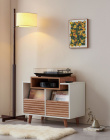 NorStone Oslo Vinyl 800 mediabenk for platespiller & elektronikk, lys eik/hvit NorStone Oslo Vinyl 800 mediabenk for platespiller & elektronikk, lys eik/hvit