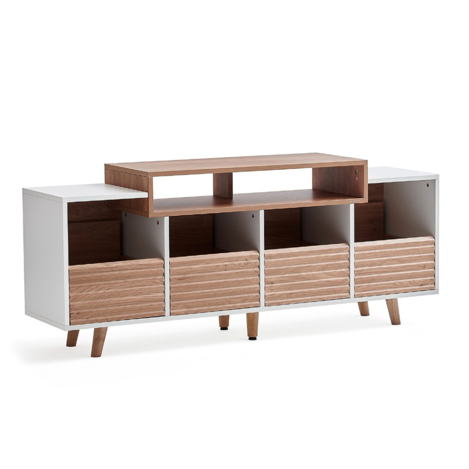 NorStone Oslo Vinyl 1600 mediabenk for platespiller & elektronikk, lys eik/hvit