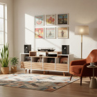 NorStone Oslo Vinyl 1600 mediabenk for platespiller & elektronikk, lys eik/hvit NorStone Oslo Vinyl 1600 mediabenk for platespiller & elektronikk, lys eik/hvit