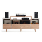 NorStone Oslo Vinyl 1600 mediabenk for platespiller & elektronikk, lys eik/hvit NorStone Oslo Vinyl 1600 mediabenk for platespiller & elektronikk, lys eik/hvit