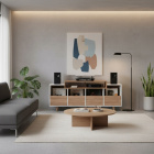 NorStone Oslo Vinyl 1600 mediabenk for platespiller & elektronikk, lys eik/hvit NorStone Oslo Vinyl 1600 mediabenk for platespiller & elektronikk, lys eik/hvit