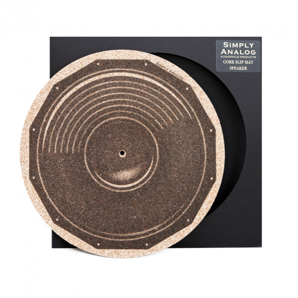 Simply Analog Cork Slipmat Speaker, korkmatte med trykk for platespiller