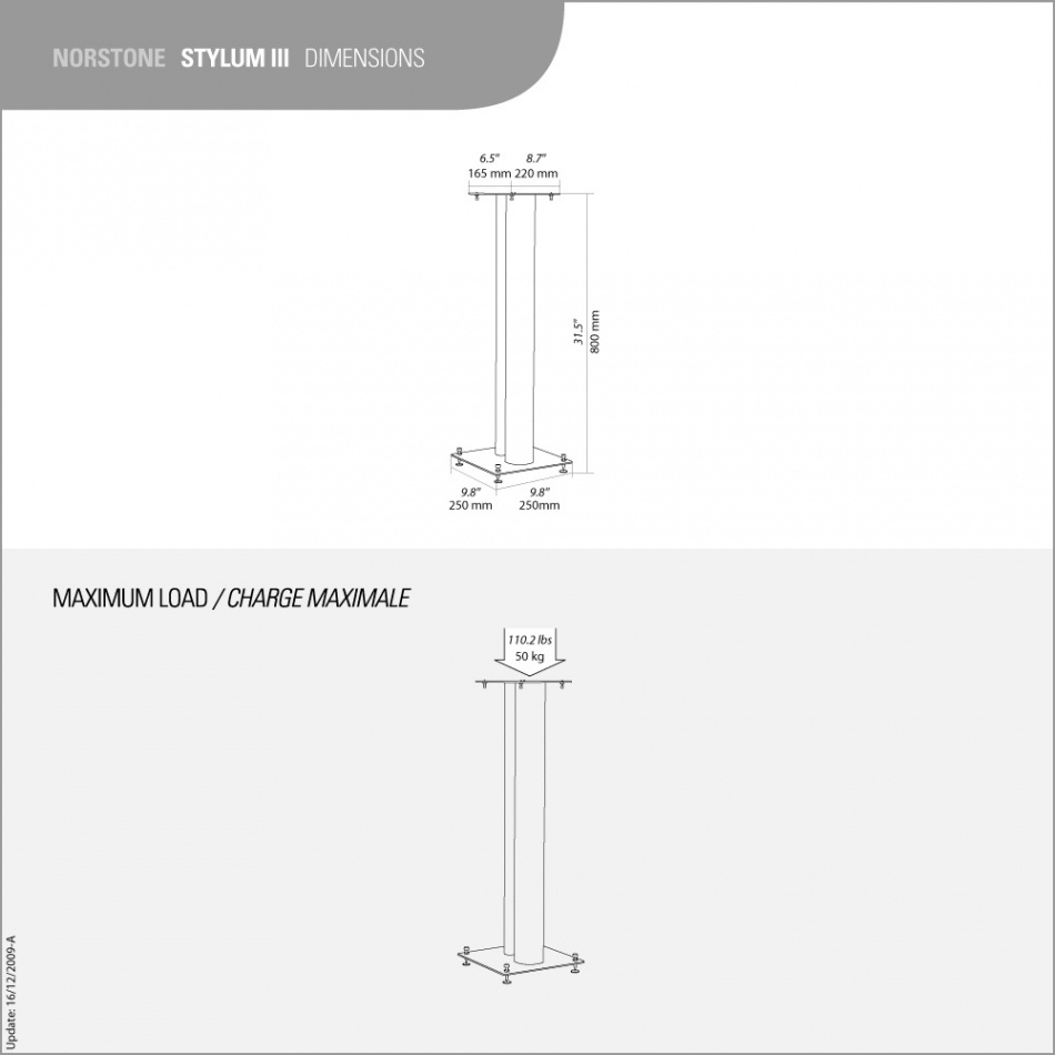 Norstone Stylum 3, matte hvite høyttalerstativer 80 cm høye