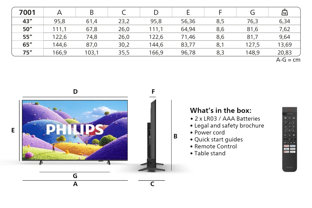 Philips 43PUS7001/12, 43-tommers 4K LED-TV med Titan OS