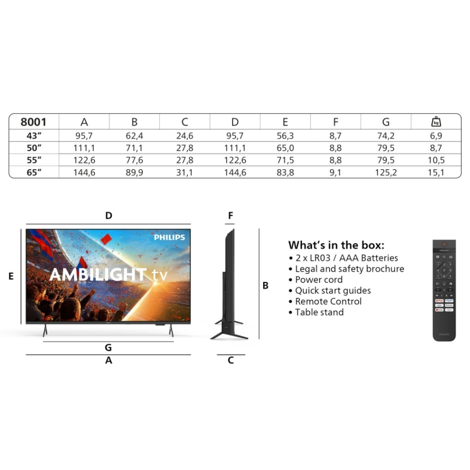 Philips 43PUS8001/12, 43-tommers 4K UHD Ambilight-TV