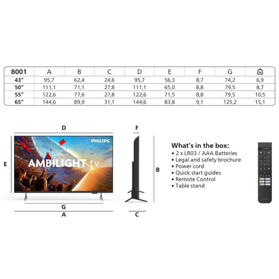 Philips 65PUS8001/12, 65 tommer 4K UHD Ambilight-TV