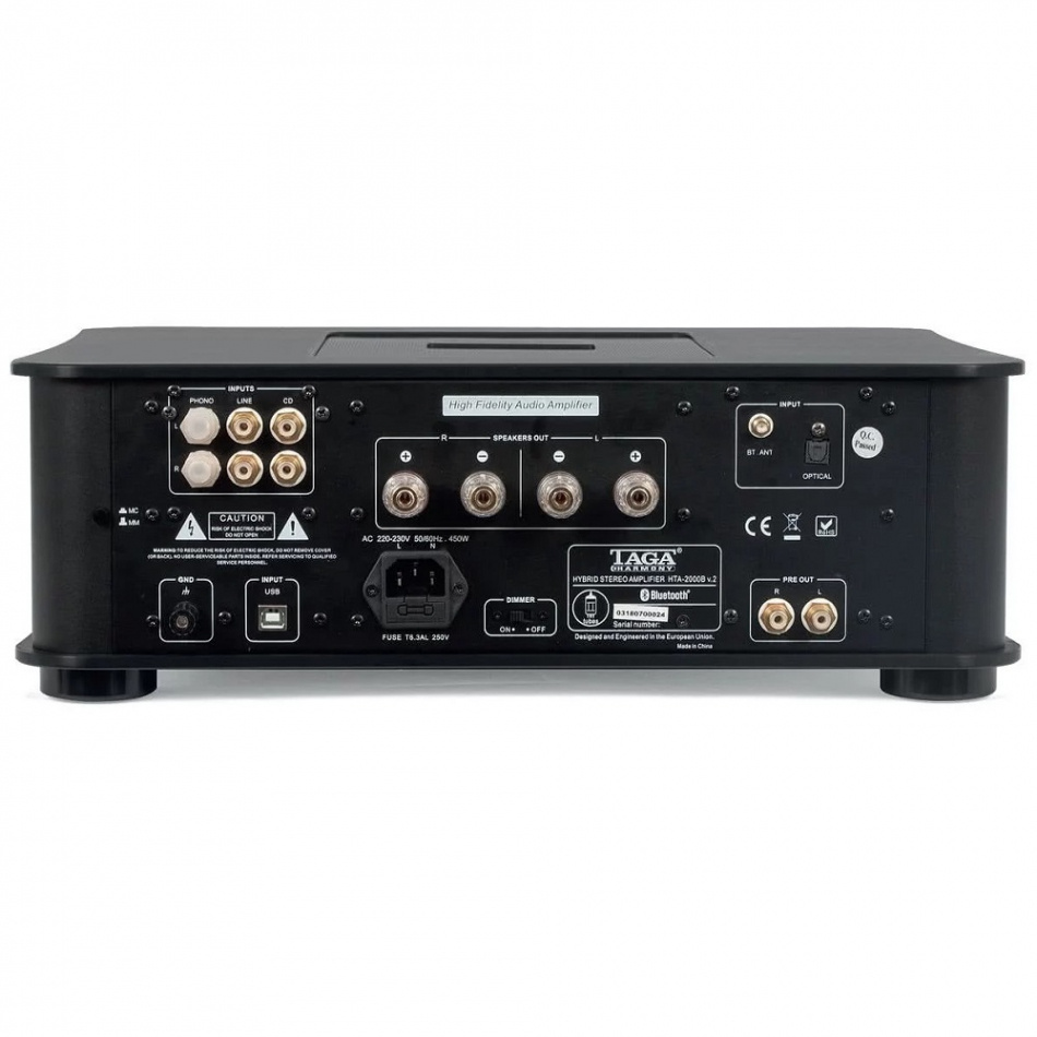 TAGA Harmony HTA-2000B v2 rørbestykket stereoforsterker med Bluetooth & DAC, svart