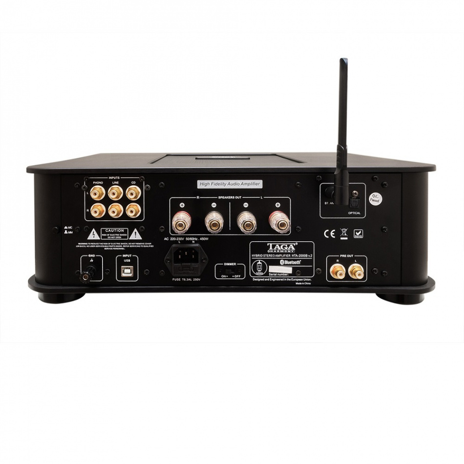 TAGA Harmony HTA-2000B v2 rørbestykket stereoforsterker med Bluetooth & DAC, svart