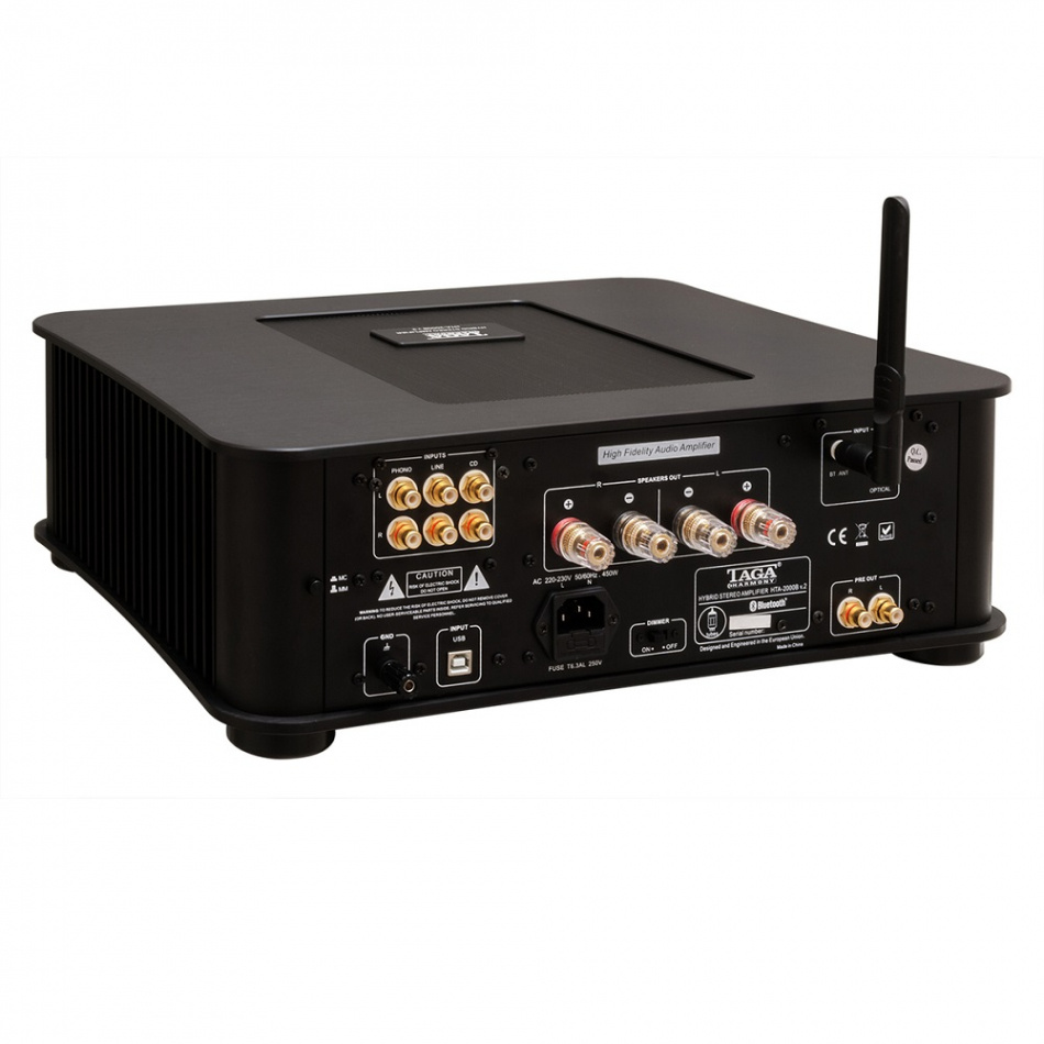 TAGA Harmony HTA-2000B v2 rørbestykket stereoforsterker med Bluetooth & DAC, svart