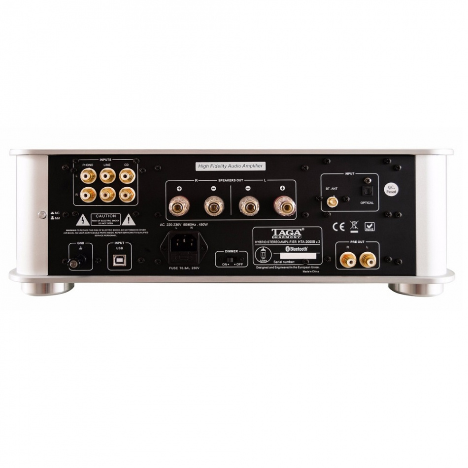TAGA Harmony HTA-2000B v2 rørbestykket stereoforsterker med Bluetooth & DAC, sølv