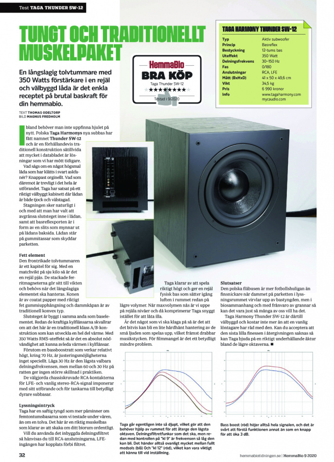 Taga Harmony Thunder SW-12 aktiv subwoofer, svart