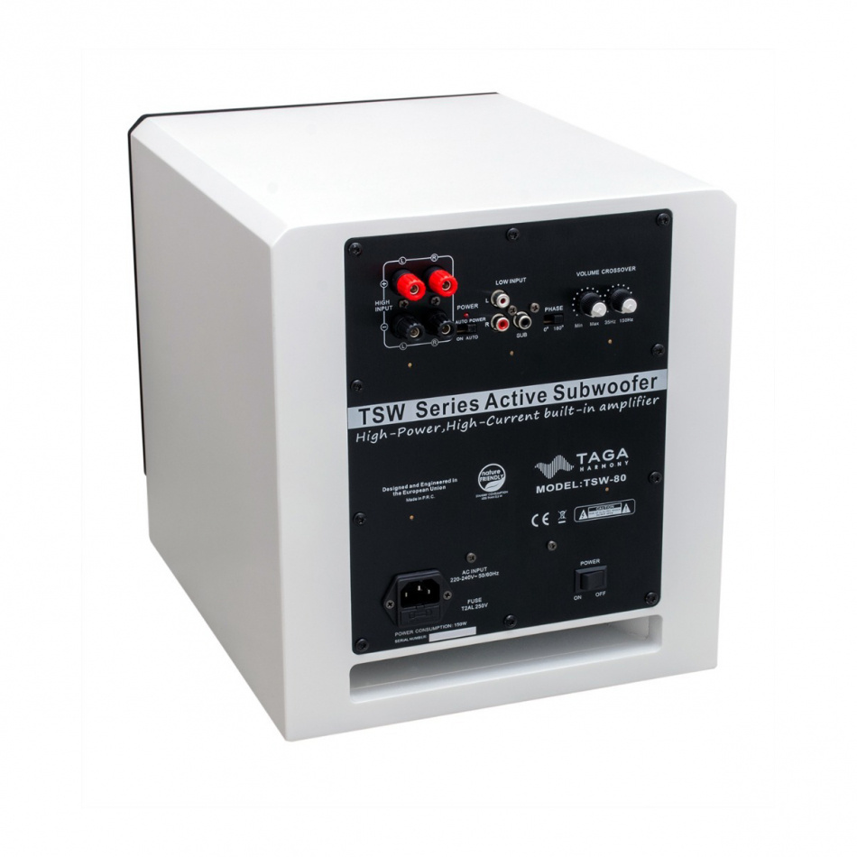 Taga Harmony TSW-80 aktiv subwoofer, pianohvit
