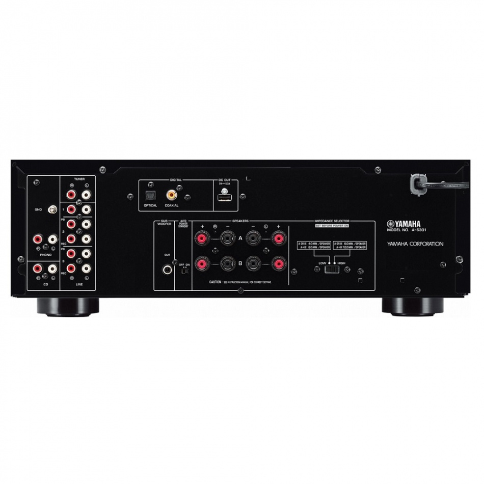 Yamaha A-S301 II stereoforsterker med DAC og RIAA-trinn, svart