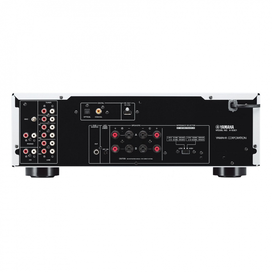Yamaha A-S301 II stereoforsterker med DAC og RIAA-trinn, sølv