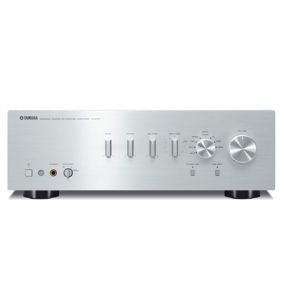 Yamaha A-S701 II stereoforsterker med DAC og RIAA-trinn, sølv