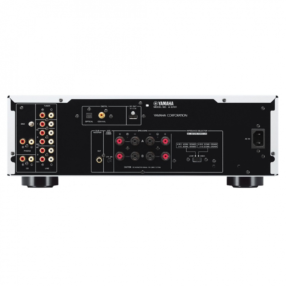 Yamaha A-S701 II stereoforsterker med DAC og RIAA-trinn, sølv